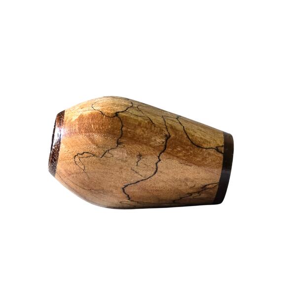 Handmade Toothpick Holder of Marquetry Pieced and Turned Wood - Picture 3 of 8